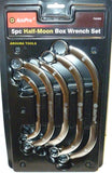 RING SPANNERS HALF MOON SHAPE 5 pc SET ( 10 TO 22 MM )- CR V STEEL - BRAND NEW.