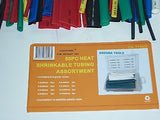 HEAT SHRINK TUBING 50pc ASSORTED SIZES & COLOURS - NEW IN PLASTIC BOX.