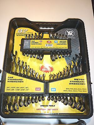 SPANNERS 32 pc STUBBY & LONG ARM RING & OPEN END- METRIC & SAE SIZES - NEW.