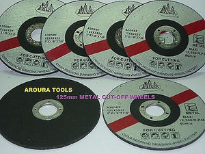METAL CUTTING WHEELS 125mm DIAMETER 6pcs PACK FOR YOUR 5" ANGLE GRINDER - NEW.