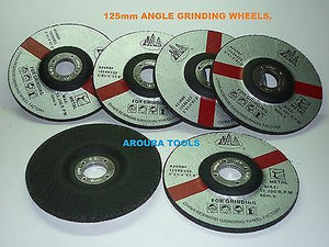 GRINDING WHEELS 125 mm DIAMETER 6 pc PACK FOR YOUR 5" ANGLE GRINDER - NEW.