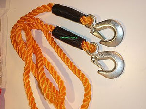 TOW ROPE - 2.5 m POLY BRAIDED ROPE WITH SAFETY HOOKS - NEW