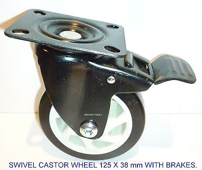 CASTOR TROLLEY WHEEL SWIVEL & BRAKES- 125 ( 5