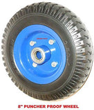 TROLLEY WHEEL 8 INCH OD.- DOUBLE HUB- SOLID RUBBER (2.50-4)- 19 mm BORE - NEW.