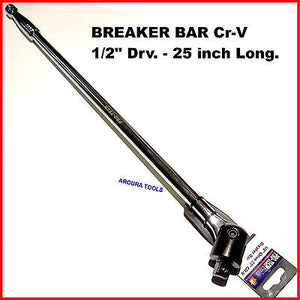 BREAKER BAR 1/2 in DRIVE - 64 cm LONG - CHROME VANADIUM STEEL - PRO QUALITY.