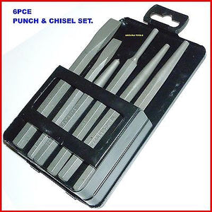 PUNCH & CHISEL SET 6 PC IN STEEL CARRY BOX - BRAND NEW.