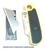 UTILITY KNIFE SOLID METAL FOLD AWAY WITH 6 REPLACEABLE BLADES- BRAND NEW.