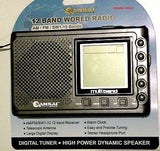 RADIO PORTABLE AM / FM / SHORT WAVE / DIGITAL ALARM CLOCK - 12 BAND RADIO - NEW