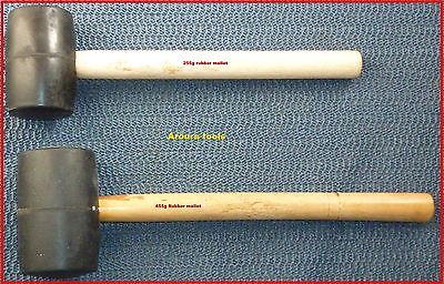 RUBBER MALLETS 2 pc SET ( 255 g & 455 g ) -WITH WOODEN HANDLES- NEW.