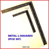 L - SQUARES 2PCE SET- STEEL RULERS RAFTER & CARPENTERS SQUARES- BRAND NEW.