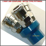 AIR COUPLING 3 WAY OUTLET- NITTO TYPE FITTINGS - BRAND NEW.