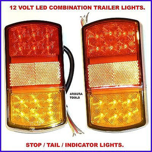 LED TRAILER LIGHTS 12V- A PAIR COMBO LIGHT WITH STOP/ TAIL/INDICATORS - NEW