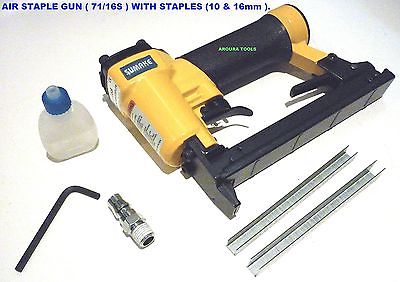 AIR POWERED STAPLE GUN (71/16S) WITH 15,000 STAPLES ( 10 & 16mm )- NEW IN BOX.