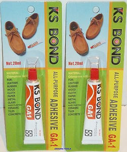 ADHESIVE GLUE MULTI-PURPOSE 2 X 20ml TUBES. - NEW.