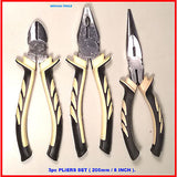 PLIERS 3 PC KIT COMBINATION, LONG NOSE, SIDE CUTTERS - NEW