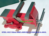 VICE STEEL 130 mm ( 5" ) WIDE JAWS  BENCH TYPE WITH SWIVEL BASE & ANVIL- NEW IN BOX
