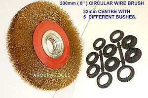 CIRCULAR WIRE BRUSH 200mm ( 8" ), UNIVERSAL FIT FOR BENCH GRINDERS- BRAND NEW.