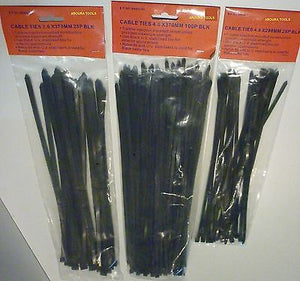 CABLE TIES - BLACK NYLON 66 UV STABILIZED - 3 PACKS / 150 pcs - BRAND NEW.