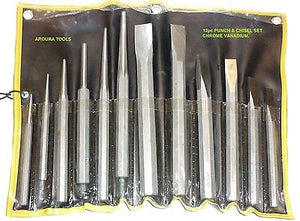 PUNCH & CHISELS SET 12 PC- CR V STEEL- WITH CARRY POUCH- NEW