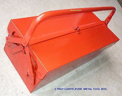 TOOL BOX - 3 TRAY- ALL METAL- FOLDING CANTILEVER TYPE- NEW.