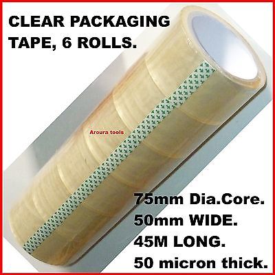 PACKAGING TAPE CLEAR ( 50 mm X 45 M X 50 Micron ) X 6 pc - BRAND NEW.