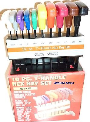 HEX KEYS WITH T-HANDLES 10 pc IMPERIAL SIZES- BRAND NEW.