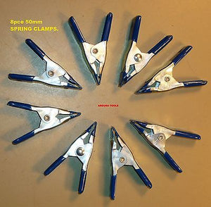 SPRING CLAMPS METAL PVC COATED ENDS- 8 PC SET - 50 mm SIZE - BRAND NEW.