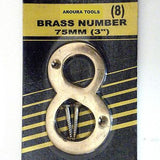 BRASS HOUSE NUMBERS 3 INCH SIZE - ( 0 TO 9 , A, B )- BRAND NEW.