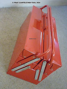 TOOL BOX - 5 TRAY- ALL METAL- FOLDING CANTILEVER TYPE- NEW.