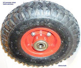 TROLLEY WHEEL 10 INCH Diam-  PNEUMATIC- 4 PLY RADIAL - DOUBLE HUB- 16 mm AXLE BORE.