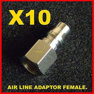 AIR LINE FITTINGS 10pce FEMALE ADAPTORS NITTO TYPE QUICK RELEASE - BRAND NEW.