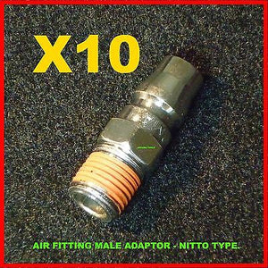 AIR LINE FITTINGS 10pce ADAPTORS -MALE -NITTO TYPE QUICK RELEASE - BRAND NEW.