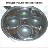 STAINLESS STEEL SAUTE PAN WITH EGG POACHERS - BRAND NEW.