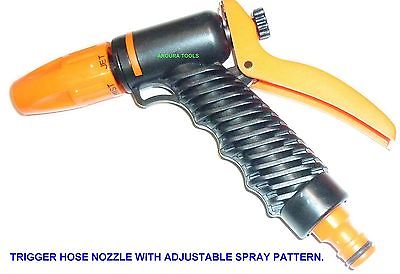 HOSE TRIGGER NOZZLE- ADJUSTABLE SPRAY PATTERN - SNAP ON CONNECTION - NEW
