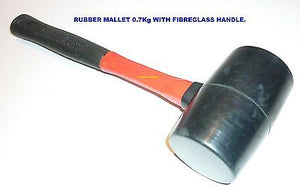 RUBBER MALLET 7OOg WITH FIBREGLASS HANDLE- NEW.