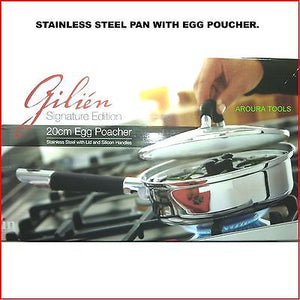 STAINLESS STEEL SAUTE PAN WITH EGG POACHERS - BRAND NEW.