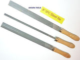FILES FOR STEEL 3pc SET- 8" LONG ( FLAT, ROUND & HALF MOON ) WOOD HANDLE - NEW