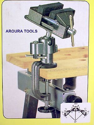 VICE 360 DEGREE ADJUSTABLE ANGLES WITH BENCH MOUNTING CLAMP - NEW .