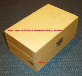 LETTERS & NUMBERS METAL STAMPS 4mm ( 5/32" ) SIZE- WITH TIMBER CASE - BRAND NEW.