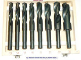 DRILL BIT SET 8pc HSS REDUCED SHANK 13mm NEW IN WOOD CASE METRIC SIZES 13-25mm.