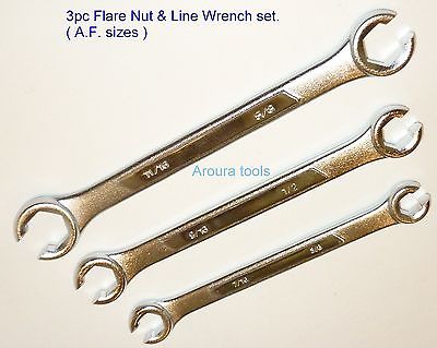 FLARE NUT, LINE WRENCH SET - 6 SIZES ( 5/8, 11/16, 1/2, 9/16, 3/8, 7/16  inch )