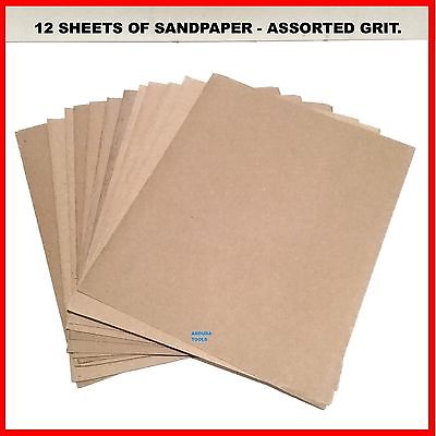 SANDPAPER 12pc PACK - ASSORTED GRIT - NEW.