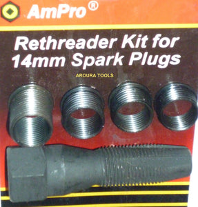 RE-THREADING KIT FOR 14 MM SPARK PLUGS-STEEL THREAD INSERTS & TAP REAMER- NEW.