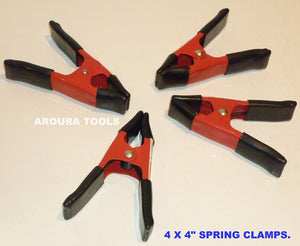 SPRING CLAMPS 4 inch LONG  METAL ALLIGATOR TYPE ( SET OF 4 ) - NEW