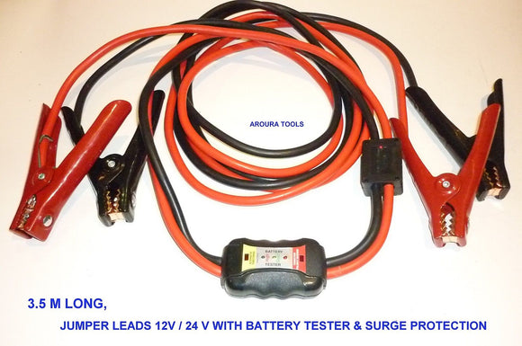 JUMP LEADS H DUTY 3.5 M LONG for 4, 6, & 8 CYL ENGINES - SURGE & BATT TEST.