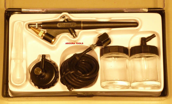 AIR BRUSH KIT IN PLASTIC CARRY BOX - NEW.