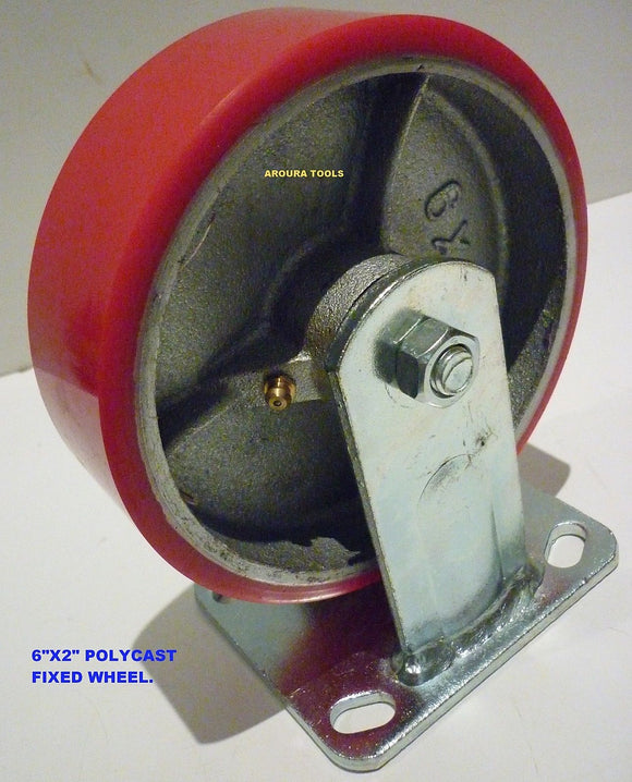 CASTER WHEEL ( 6 X 2 ) INCH POLY CAST FIXED BASE- HEAVY DUTY 300KG RATING- NEW