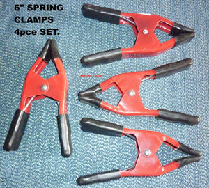 SPRING CLAMPS 6 inch LONG ( SET OF 4 )- FLAT JAW - NEW