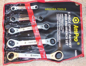 SPANNERS - 5 PC OFFSET RATCHET BOX END ( METRIC ) - NEW.