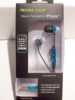STEREO EARPHONES WITH MICROPHONE & ON/OFF SWITCH FOR I-PHONES ETC. - NEW